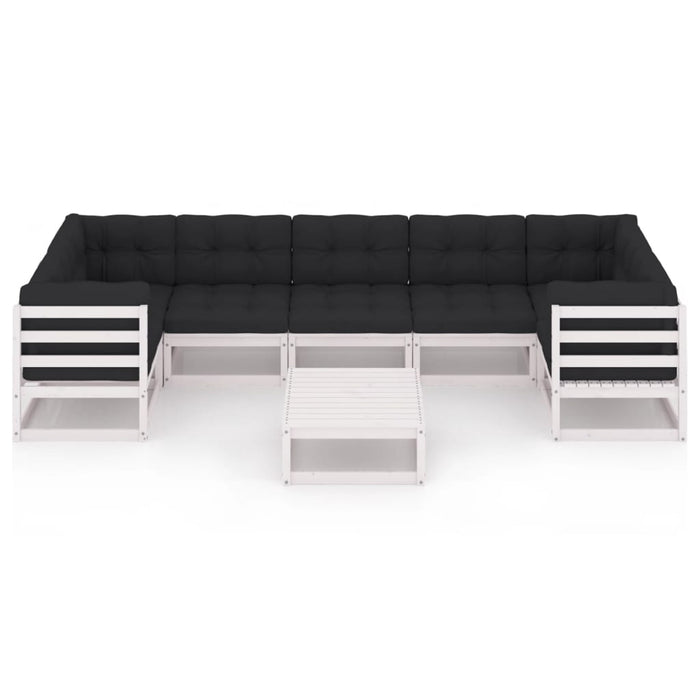 Set mobilier grădină cu perne, 8 piese, alb, lemn masiv de pin WALTI