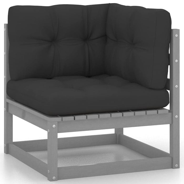 Set mobilier grădină cu perne, 9 piese, gri, lemn masiv de pin WALTI