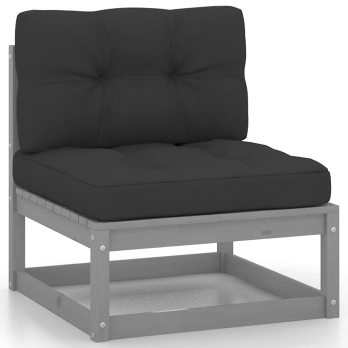 Set mobilier grădină cu perne, 9 piese, gri, lemn masiv de pin WALTI