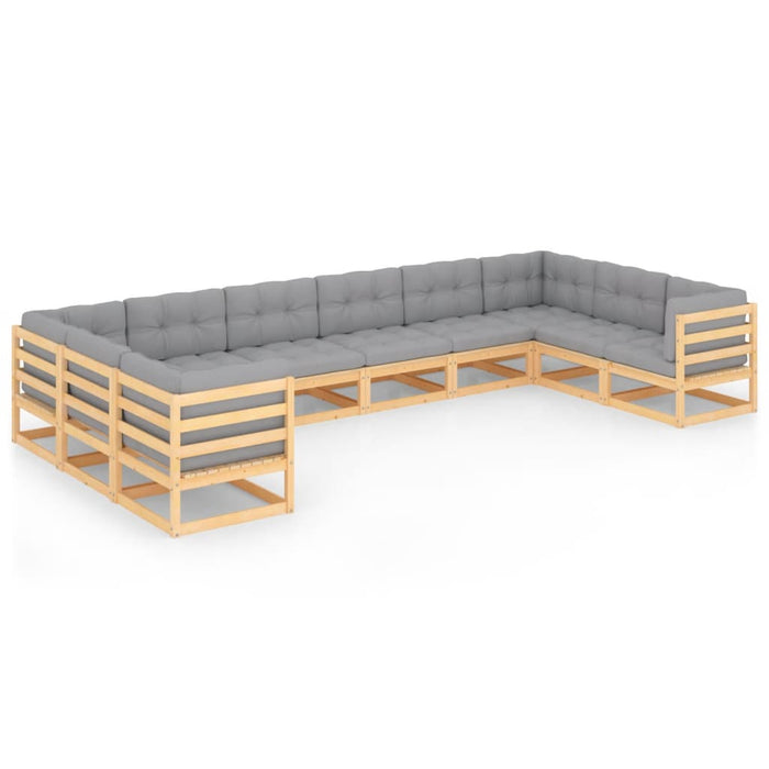 Set mobilier grădină cu perne, 10 piese, lemn masiv de pin WALTI