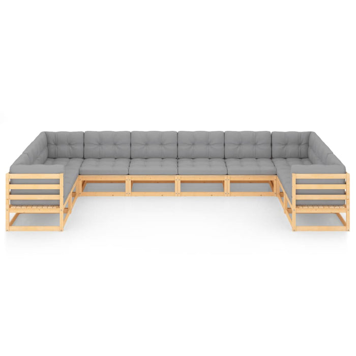 Set mobilier grădină cu perne, 10 piese, lemn masiv de pin WALTI