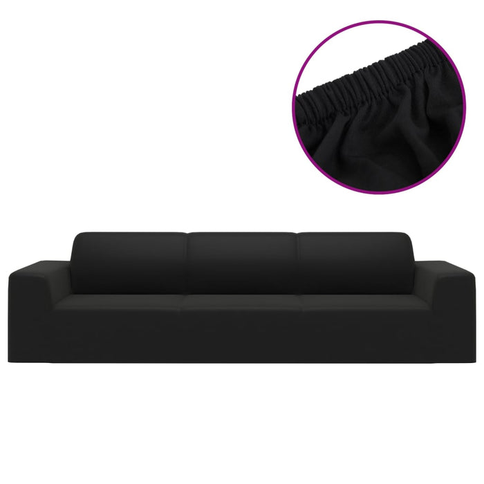 Husă elastică pentru canapea cu 4 locuri poliester jersey negru - WALTI WALTI