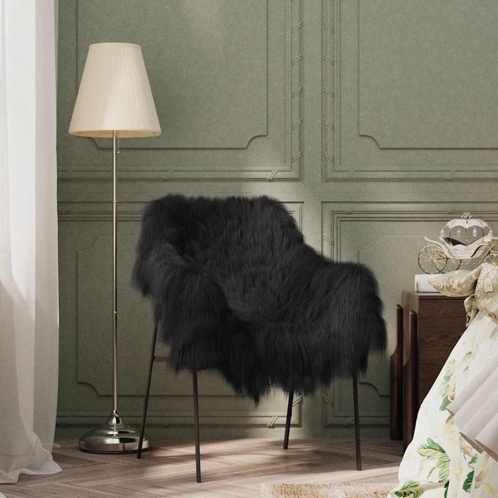 Husă de scaun piele de oaie islandeză, negru, 70x110 cm WALTI