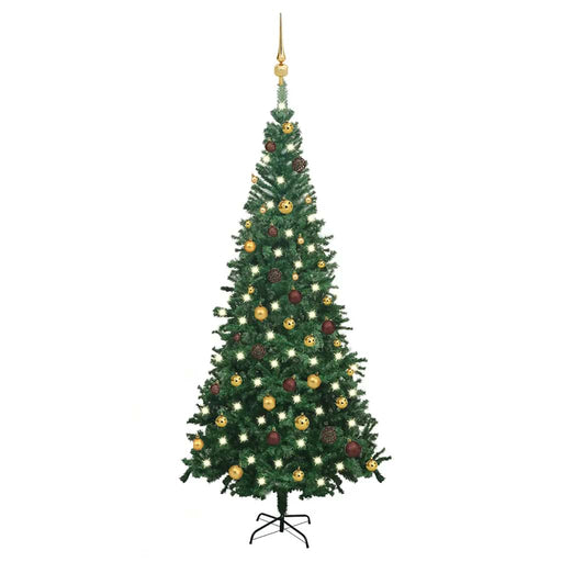 Brad de Crăciun pre-iluminat cu set globuri, verde, 240 cm, L - WALTI WALTI