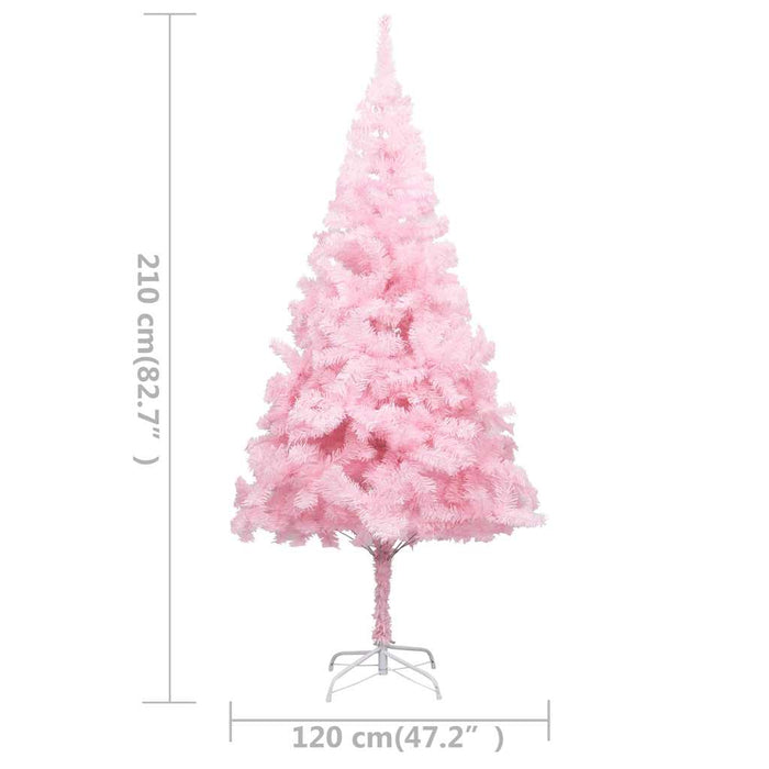 Brad Crăciun pre-iluminat cu set globuri, roz, 210 cm, PVC WALTI