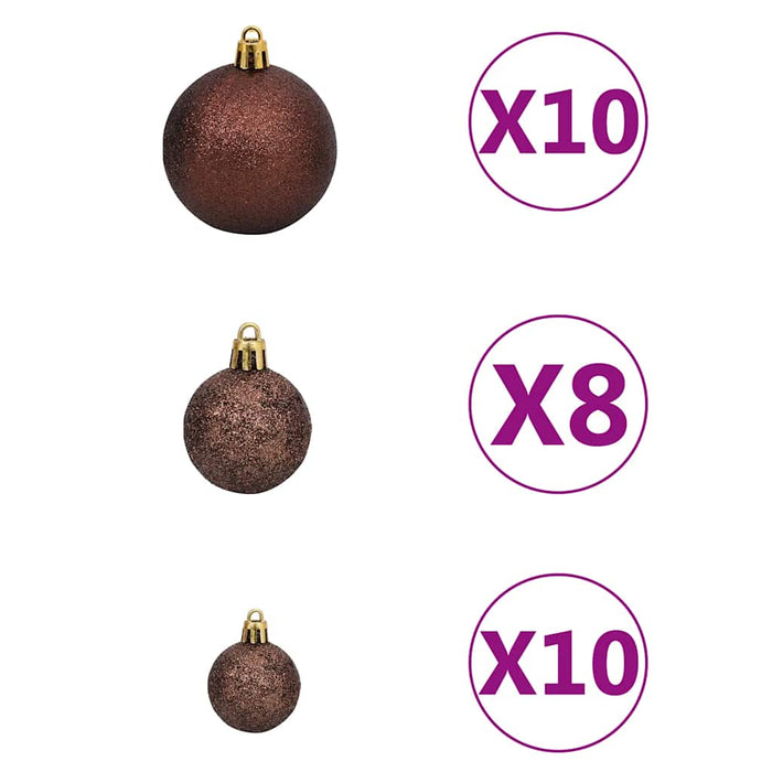Brad Crăciun pre-iluminat cu set globuri, negru, 240 cm, PVC WALTI