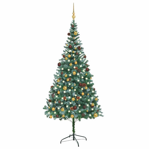 Brad Crăciun artificial pre-iluminat globuri/conuri pin, 210 cm - WALTI WALTI