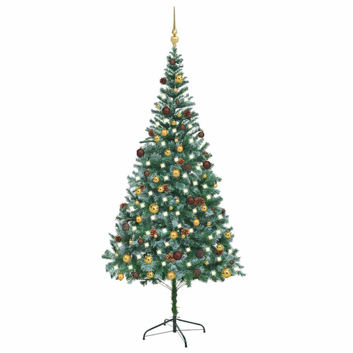 Brad Crăciun artificial pre-iluminat globuri/conuri pin, 210 cm WALTI
