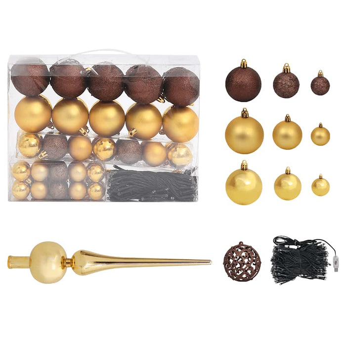 Brad Crăciun pre-iluminat cu set globuri, verde, 150 cm, PVC WALTI