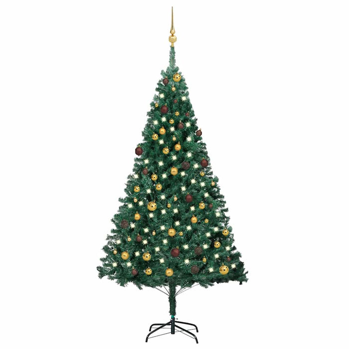 Brad de Crăciun pre-iluminat cu set globuri, verde, 210 cm, PVC WALTI