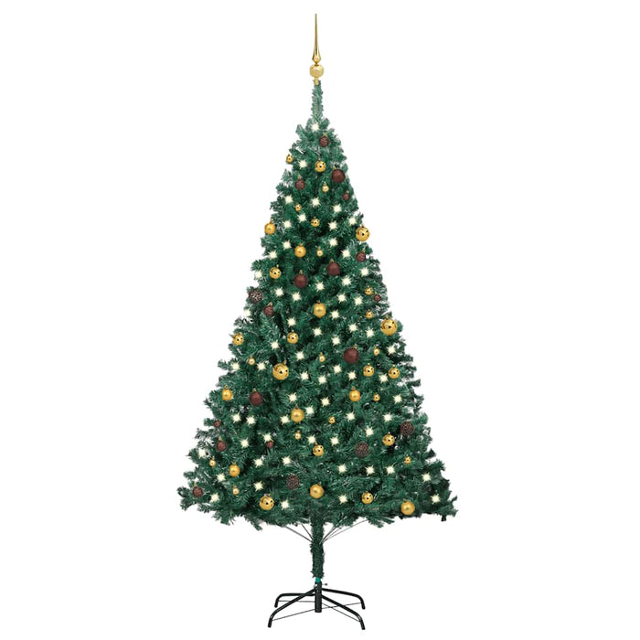 Brad Crăciun artificial pre-iluminat, set globuri, verde 240 cm WALTI