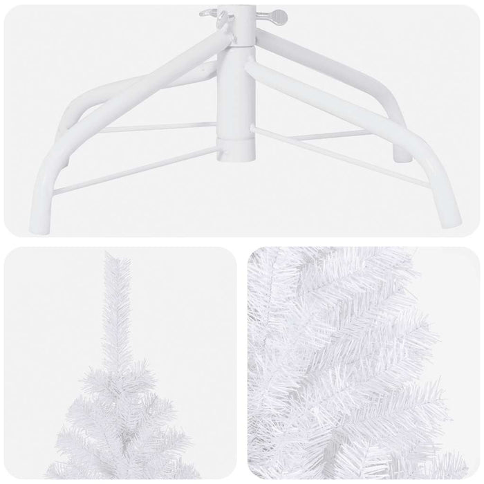 Brad Crăciun pre-iluminat artificial set globuri alb 180 cm PVC WALTI