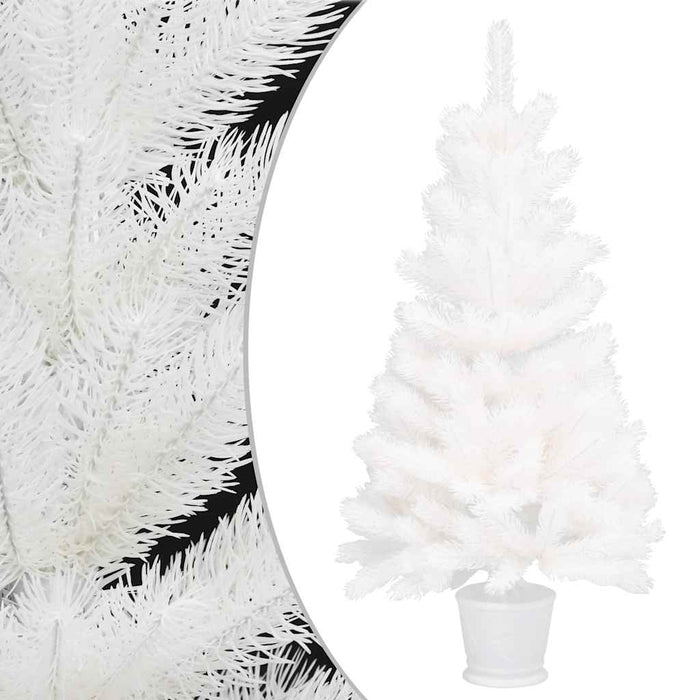 Brad Crăciun pre-iluminat artificial, set globuri, alb, 90 cm WALTI