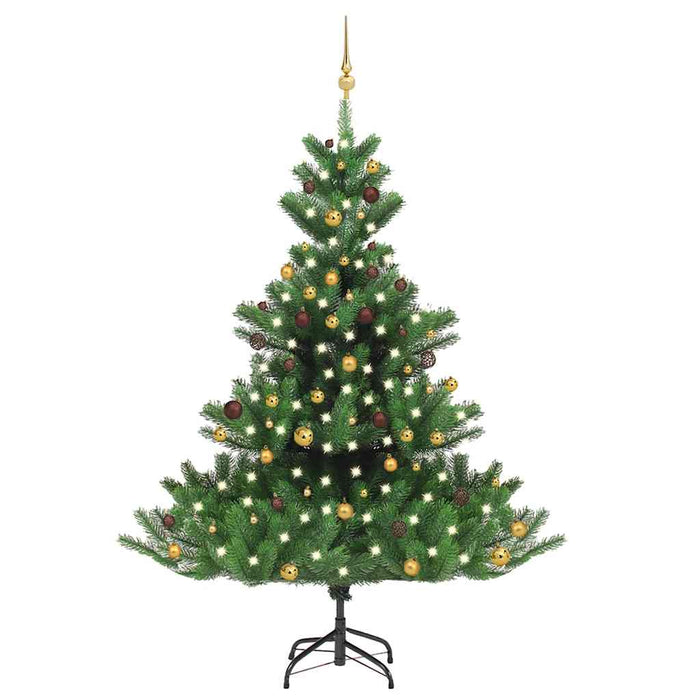 Pom Crăciun artificial brad Nordmann LED&globuri verde 210 cm WALTI