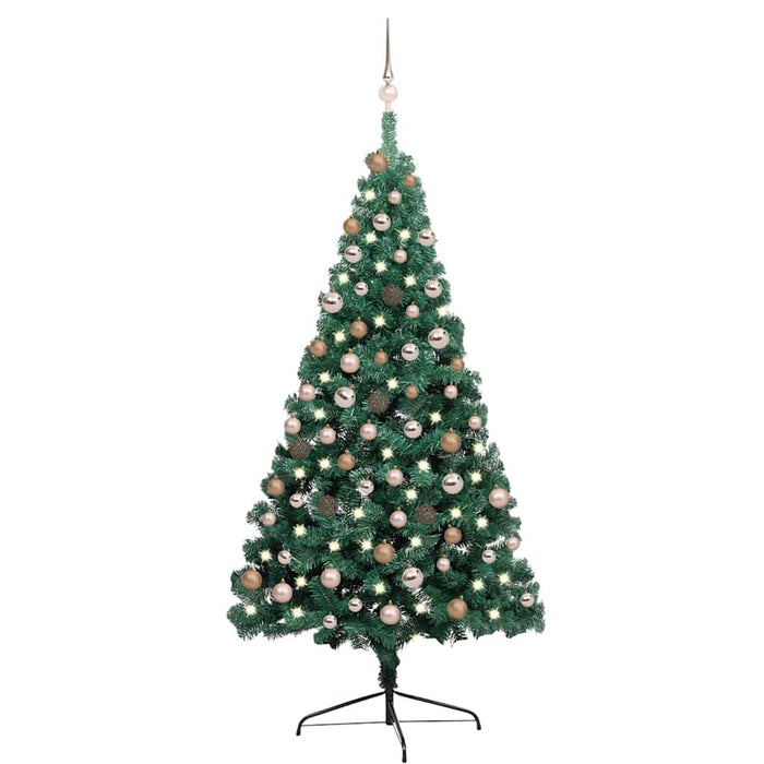 Jumătate brad Crăciun artificial cu set globuri verde 180 cm - WALTI WALTI