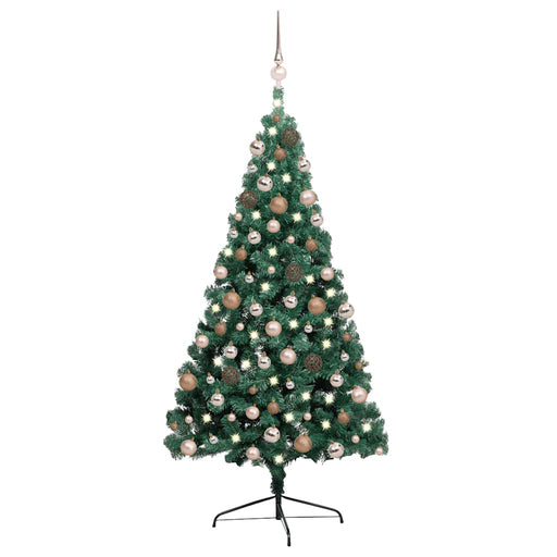 Jumătate brad Crăciun artificial cu set globuri verde 240 cm - WALTI WALTI