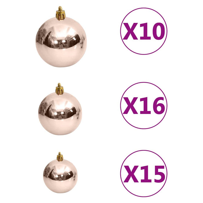Jumătate brad Crăciun pre-iluminat cu set globuri, alb, 210 cm WALTI