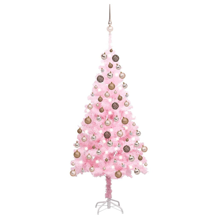 Brad Crăciun pre-iluminat cu set globuri, roz, 150 cm, PVC - WALTI WALTI