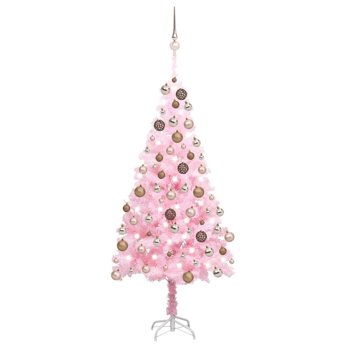Brad Crăciun pre-iluminat cu set globuri, roz, 180 cm, PVC - WALTI WALTI