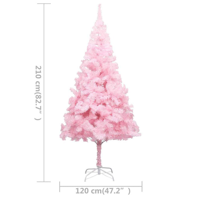 Brad Crăciun pre-iluminat cu set globuri, roz, 210 cm, PVC WALTI