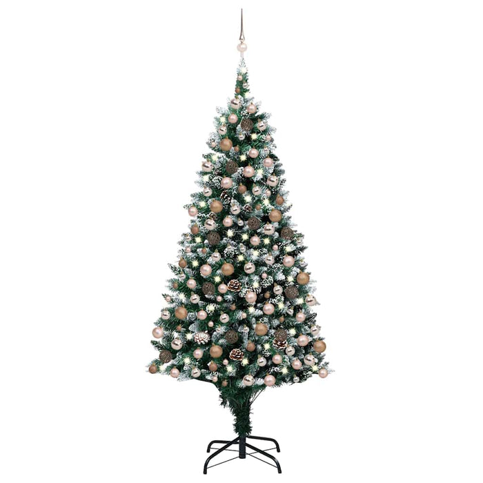 Brad Crăciun artificial cu LED-uri/globuri/conuri pin, 210 cm WALTI