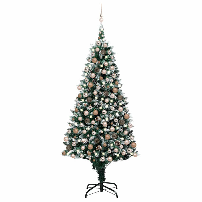 Brad Crăciun artificial cu LED-uri/globuri/conuri pin, 240 cm WALTI