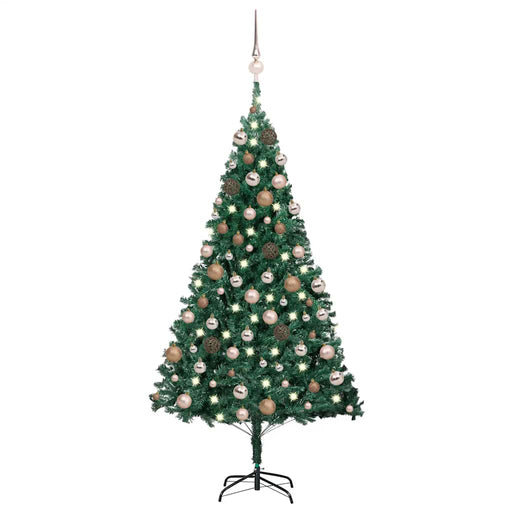 Brad Crăciun pre-iluminat cu set globuri, verde, 150 cm, PVC - WALTI WALTI