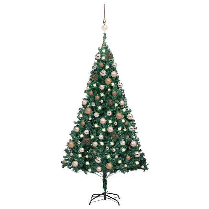 Brad Crăciun pre-iluminat cu set globuri, verde, 150 cm, PVC - WALTI WALTI