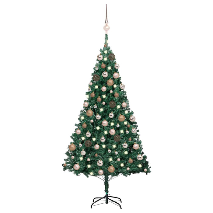 Brad Crăciun pre-iluminat cu set globuri, verde, 180 cm, PVC - WALTI WALTI