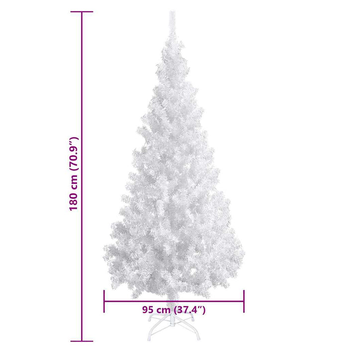 Brad Crăciun pre-iluminat artificial set globuri alb 180 cm PVC WALTI