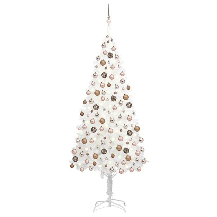 Brad de Crăciun pre-iluminat artificial, set globuri alb 210 cm WALTI