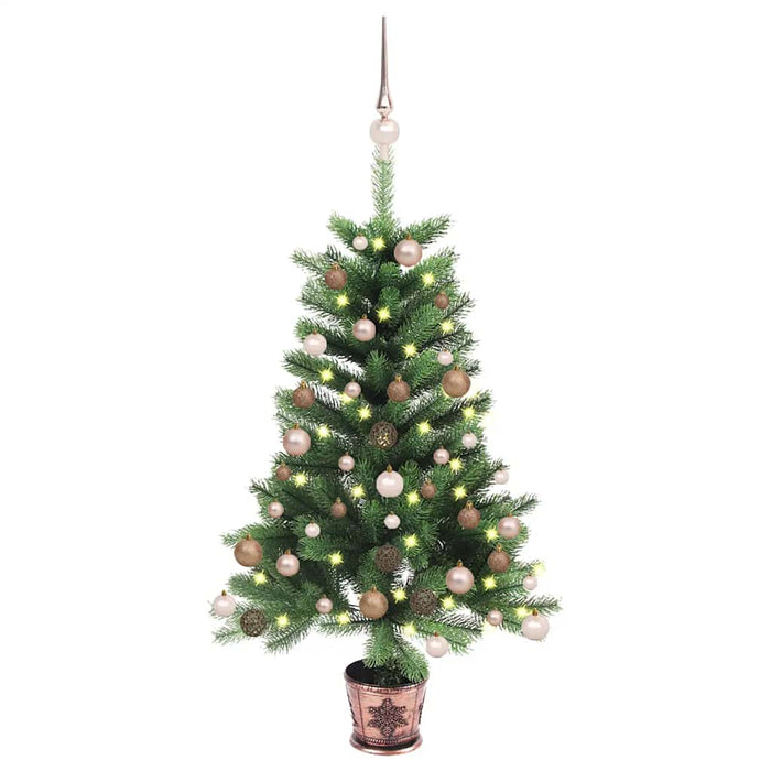 Brad Crăciun pre-iluminat artificial, set globuri, verde, 90 cm - WALTI WALTI