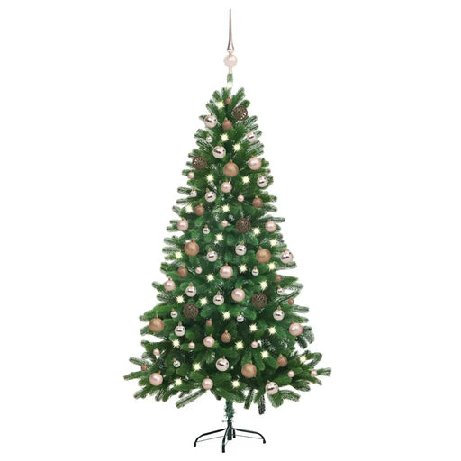 Brad Crăciun pre-iluminat cu set globuri, verde, 150 cm - WALTI WALTI