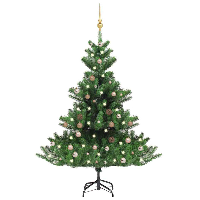 Pom Crăciun artificial brad Nordmann LED&globuri verde 120 cm WALTI