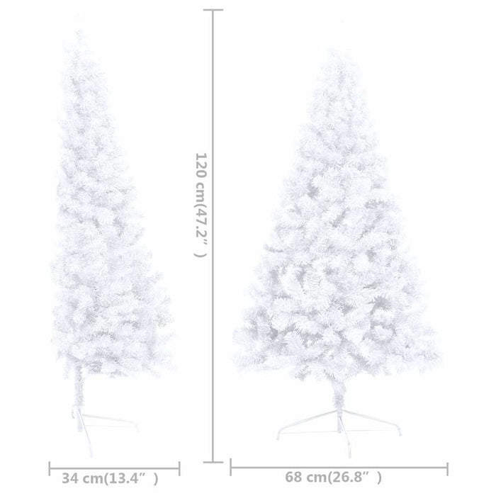 Jumătate brad Crăciun artificial cu set globuri, alb, 120 cm WALTI