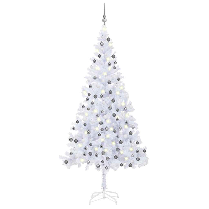 Brad de Crăciun pre-iluminat cu set globuri, alb, 240 cm, L - WALTI WALTI