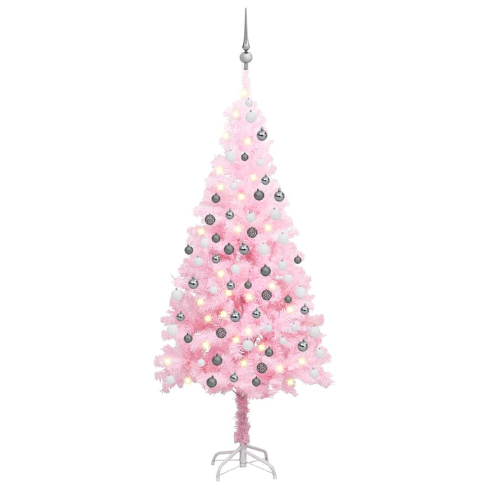 Brad Crăciun pre-iluminat cu set globuri, roz, 120 cm, PVC - WALTI WALTI