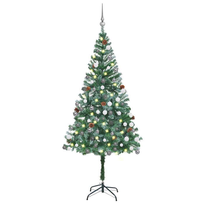 Brad Crăciun artificial pre-iluminat globuri/conuri pin 180 cm - WALTI WALTI