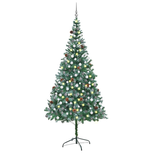 Brad Crăciun artificial pre-iluminat globuri/conuri pin 210 cm - WALTI WALTI
