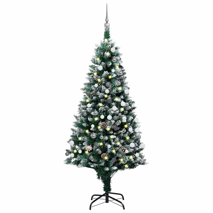 Brad Crăciun artificial cu LED-uri/globuri/conuri pin, 180 cm WALTI