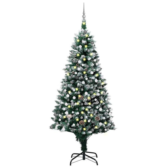Brad Crăciun artificial cu LED-uri/globuri/conuri pin, 210 cm - WALTI WALTI