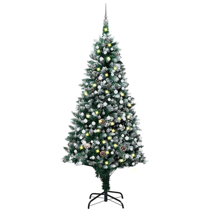 Brad Crăciun artificial cu LED-uri/globuri/conuri pin, 240 cm - WALTI WALTI