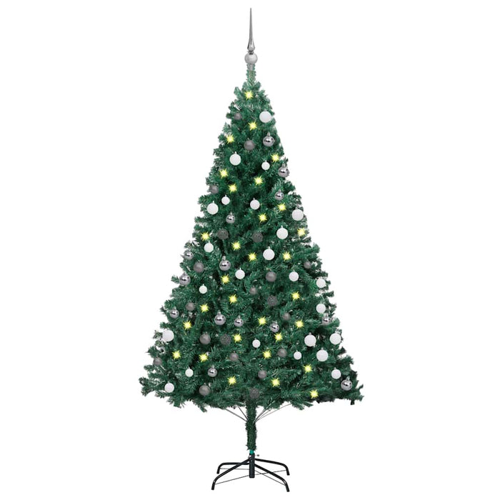 Brad Crăciun pre-iluminat cu set globuri, verde, 120 cm, PVC WALTI