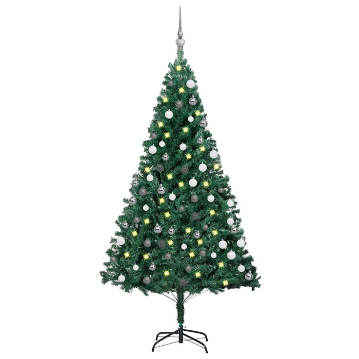 Brad Crăciun pre-iluminat cu set globuri, verde, 150 cm, PVC - WALTI WALTI
