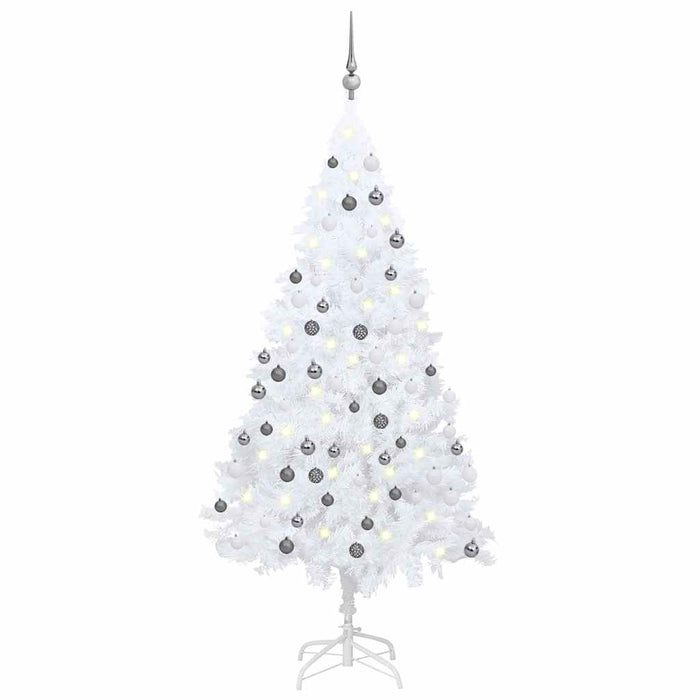 Brad Crăciun artificial pre-iluminat set globuri alb 120 cm PVC - WALTI WALTI