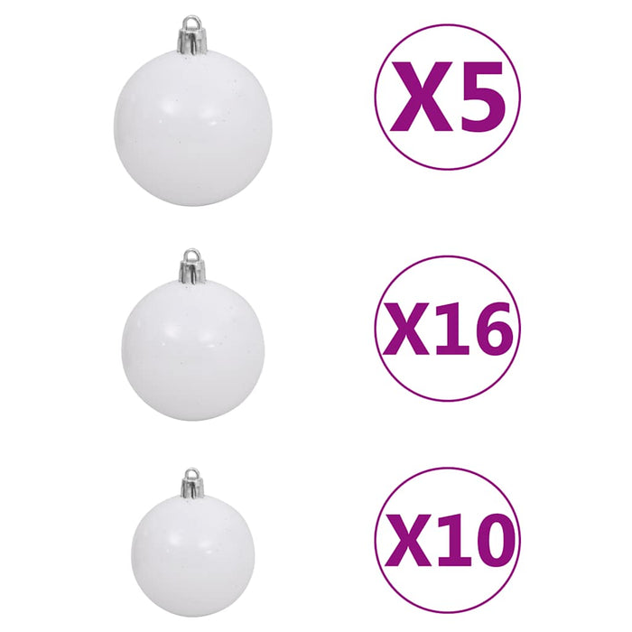 Brad Crăciun pre-iluminat artificial set globuri alb 180 cm PVC - WALTI WALTI