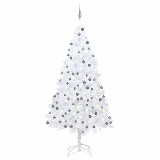 Brad Crăciun pre-iluminat artificial set globuri alb 210 cm PVC - WALTI WALTI