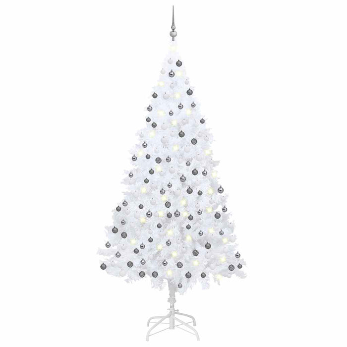 Brad Crăciun pre-iluminat artificial set globuri alb 210 cm PVC - WALTI WALTI