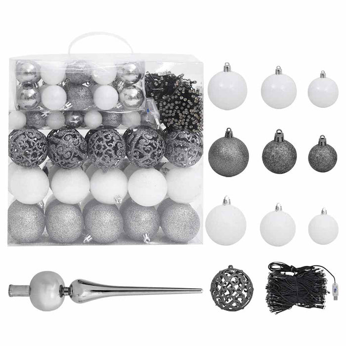 Brad Crăciun pre-iluminat artificial set globuri alb 210 cm PVC - WALTI WALTI