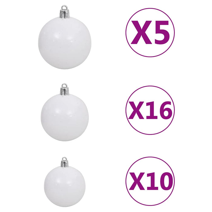 Brad Crăciun pre-iluminat artificial set globuri alb 210 cm PVC - WALTI WALTI